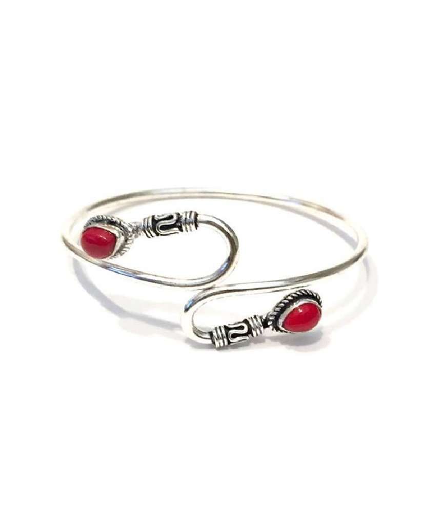 Double S-Stone Bangle Bracelet