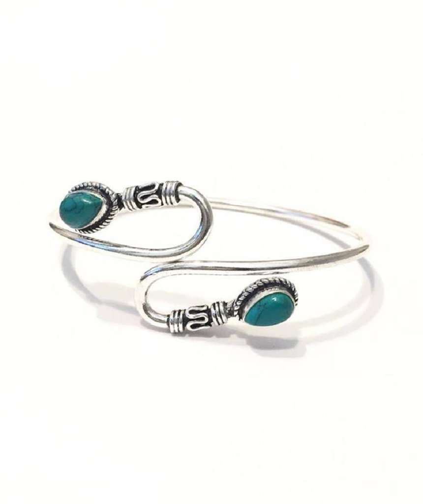 Double S-Stone Bangle Bracelet