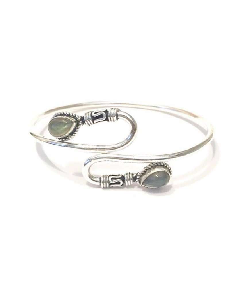 Double S-Stone Bangle Bracelet