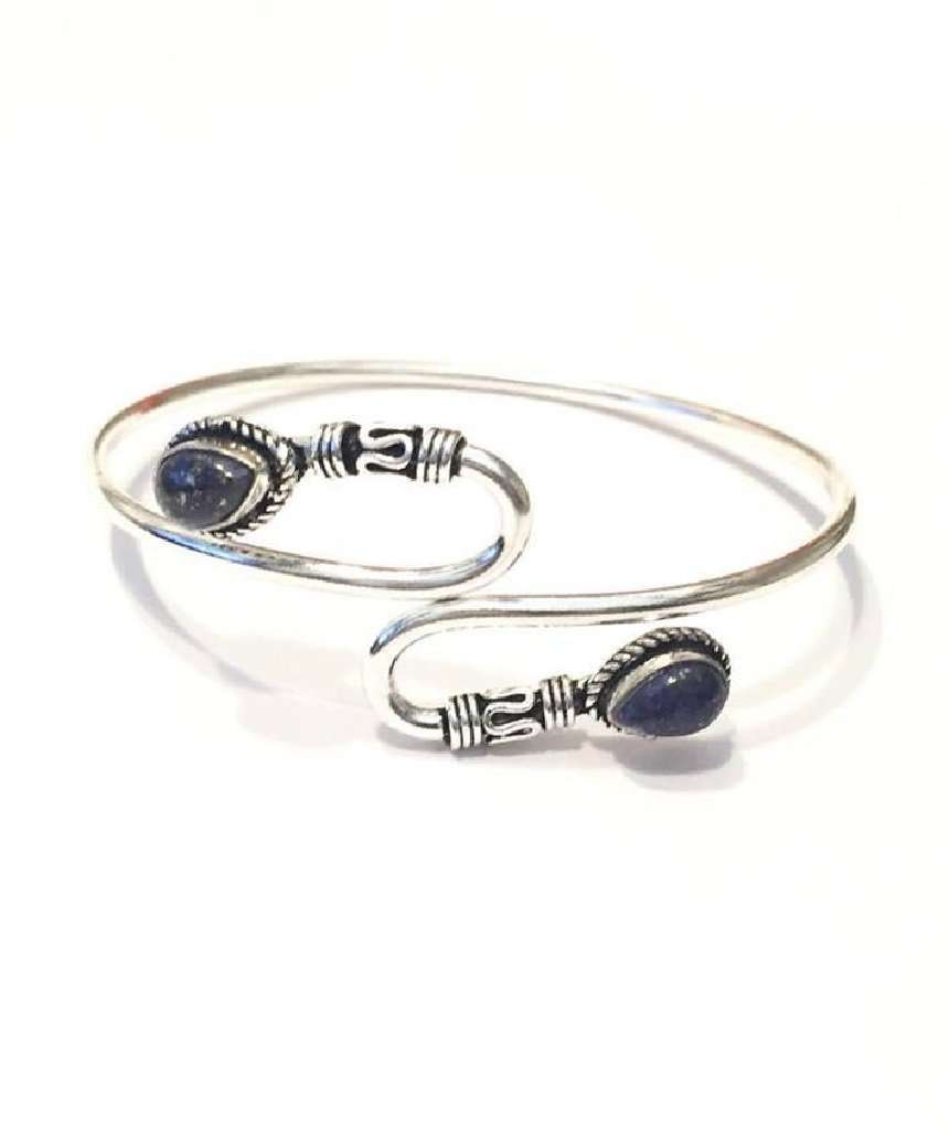 Double S-Stone Bangle Bracelet